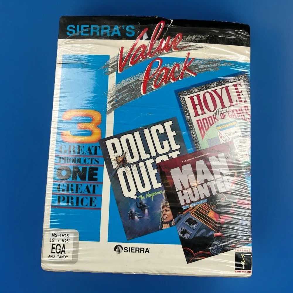 Sierra MS-Dos EGA Tandy - POLICE QUEST 2 /MAN HUNTER 2 /HOYLE GAMES - Value Pack